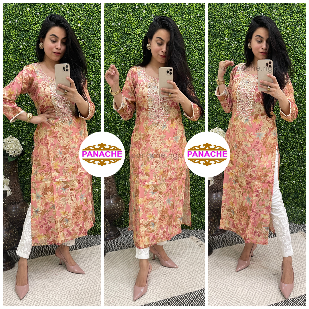 Floral Silk Kurtis
