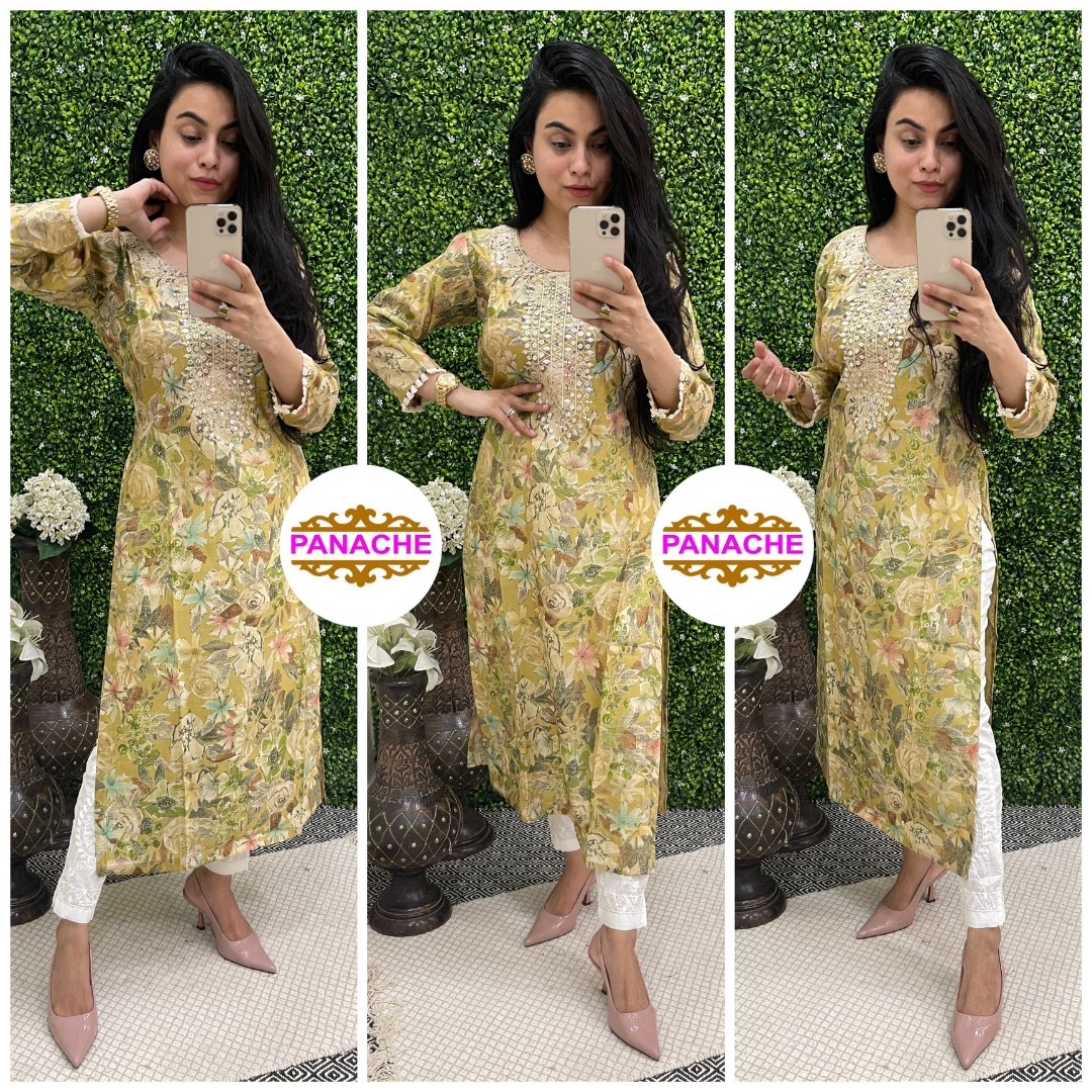 Floral Silk Kurtis